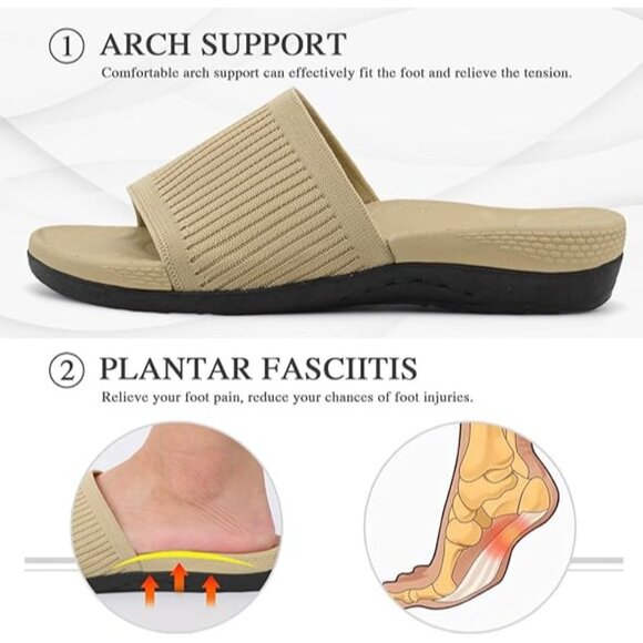 Xihalook Size 10.5 Orthotic Slides Slip-On Sandals Arch Support Open Toe - Picture 7 of 11